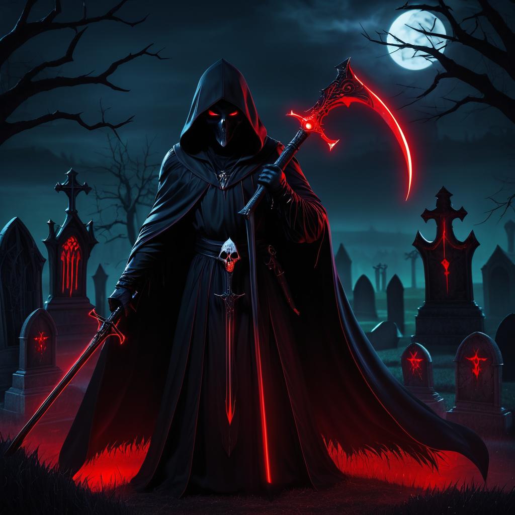 Sinister Reaper in Dark Fantasy Scene