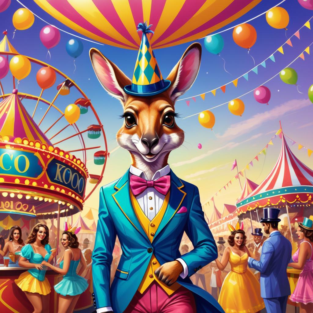 Vibrant Ecchi Kangaroo Carnival Illustration