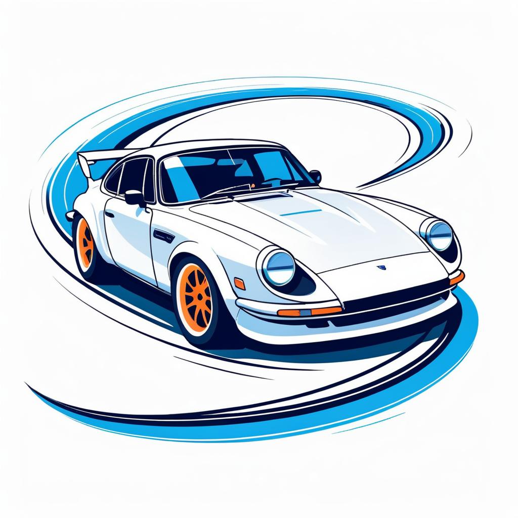 Flat Sports Car T-Shirt Design Vector