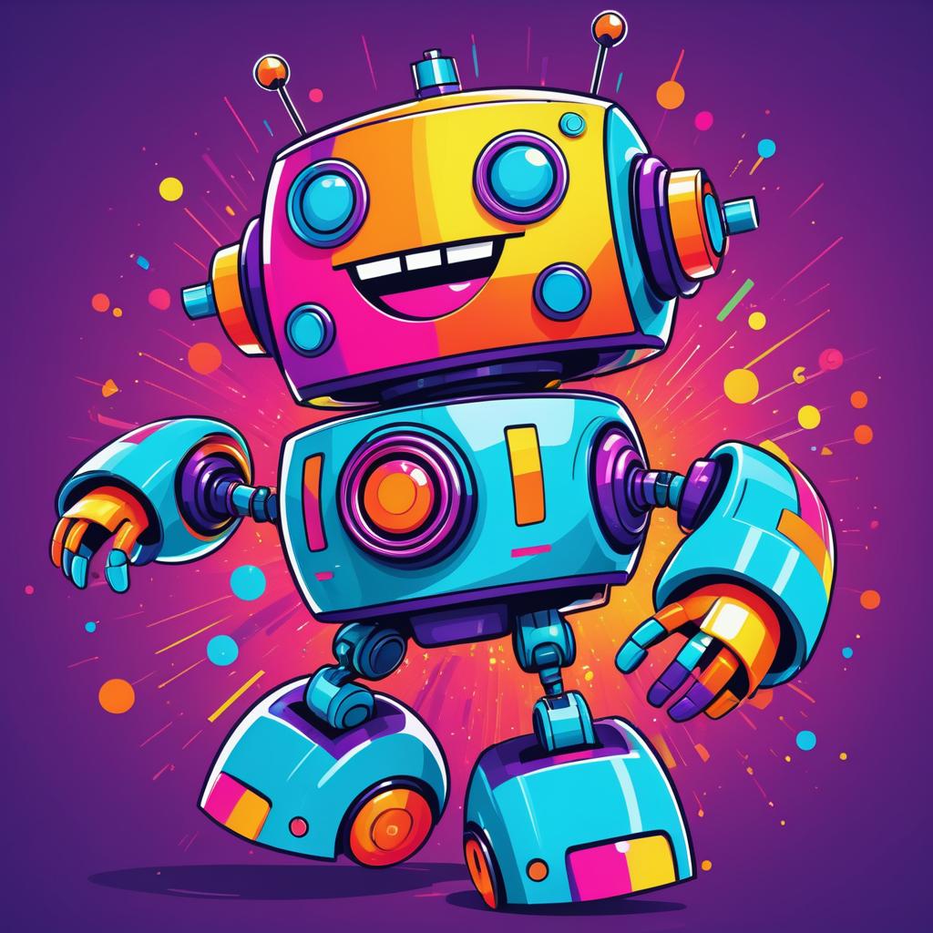 Joyful Robot Cartoon Illustration