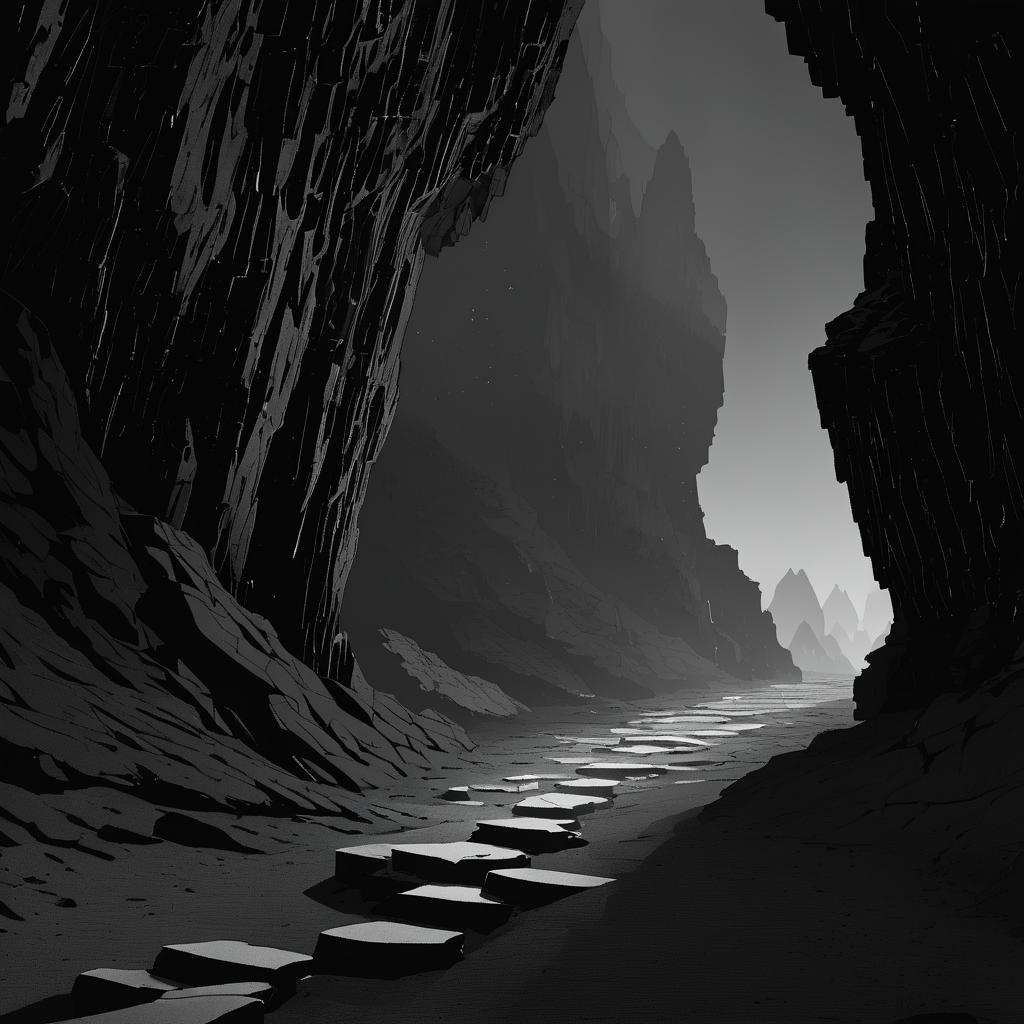 Mysterious Magma Caverns in Greyscale