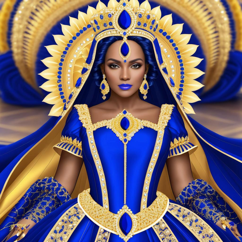 Regal Queen in Blue and Gold