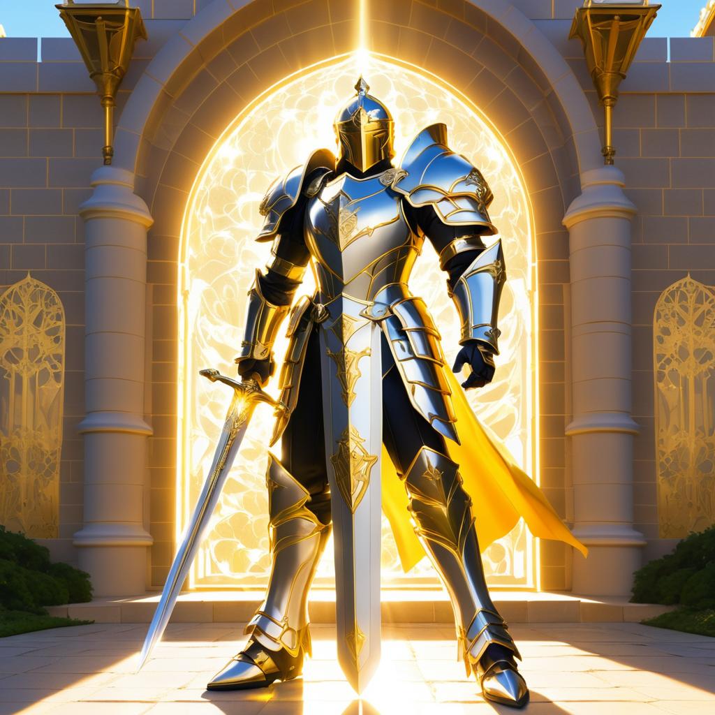 Noble Paladin in Majestic Castle Courtyard