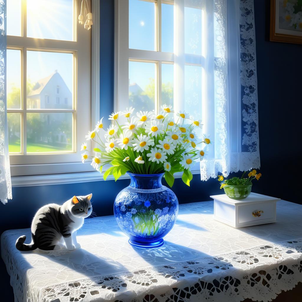 Serene Cat in Sunlit Room