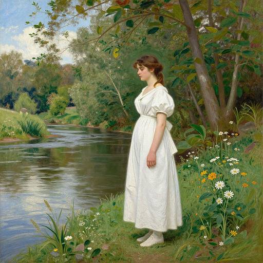 Serene Riverside Portrait by Bouguereau