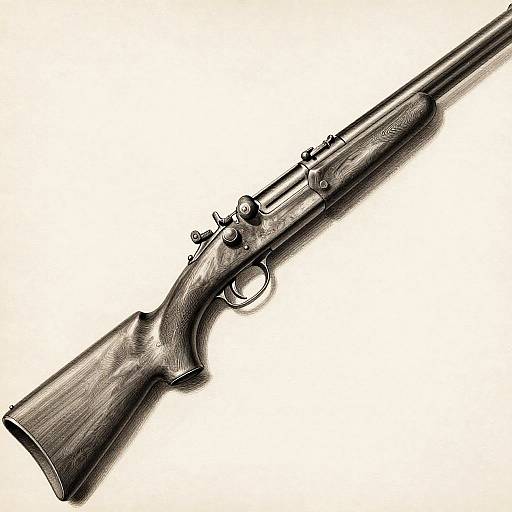 Detailed Vintage Rifle Pencil Sketch