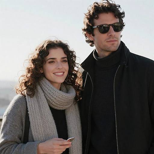 Smiling Woman and Man in Sunlight