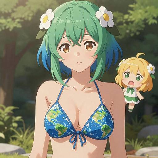 Vibrant Earth-Themed Anime Character Illustration