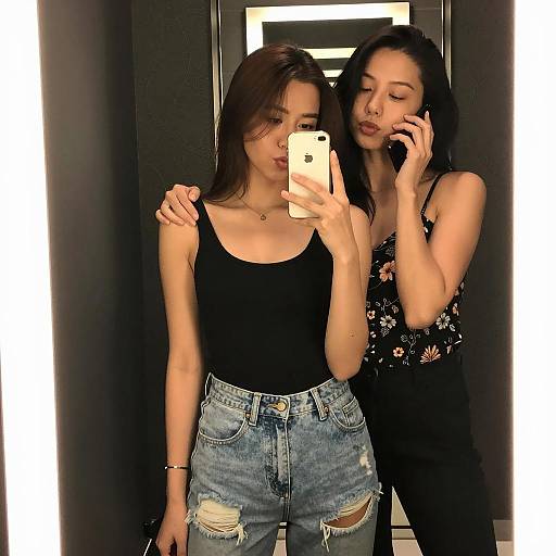 Chic Mirror Selfie of Two Women