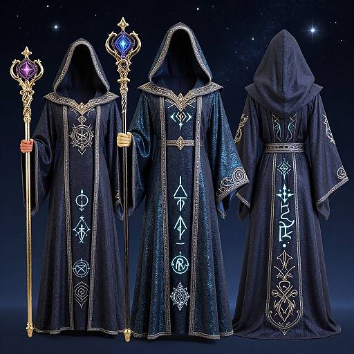 Elegant Wizard Robes with Arcane Symbols