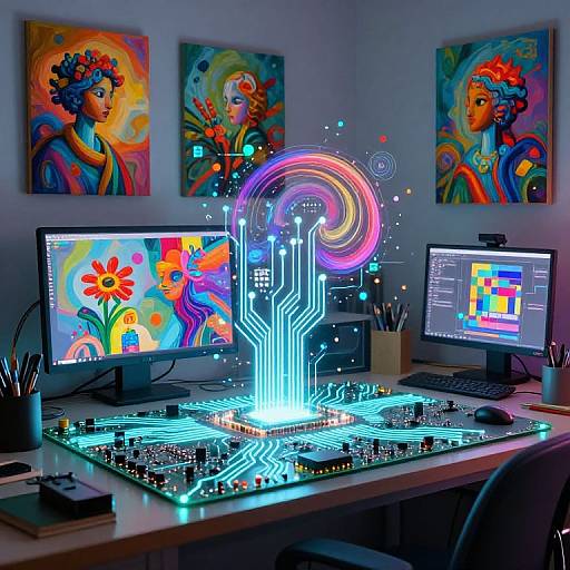 Surreal Digital Artist's AI Workspace