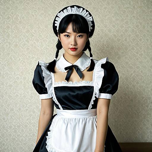 Elegant Asian Maid in Fancy Dress