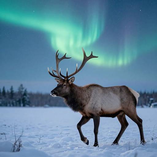 Luminescent Elk in Winter Night