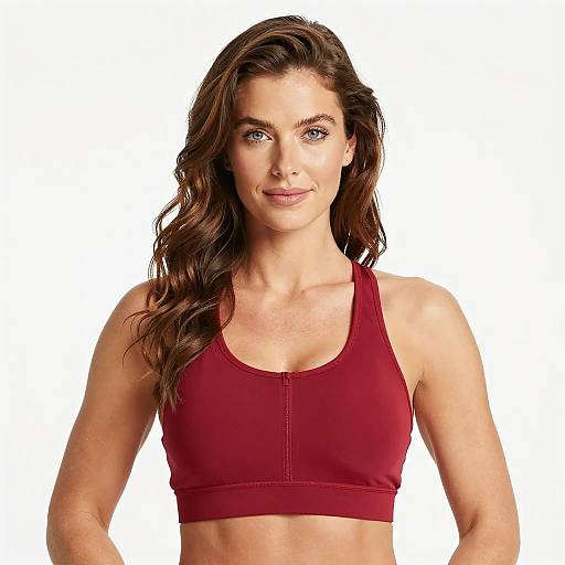 Sporty woman in red sports bra