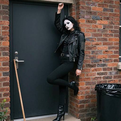 Pale Woman in Gothic Street Style
