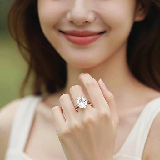 Close-Up of Woman Showing Gemstone Ring