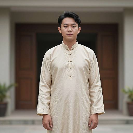 Asian Man in Traditional Outfit
