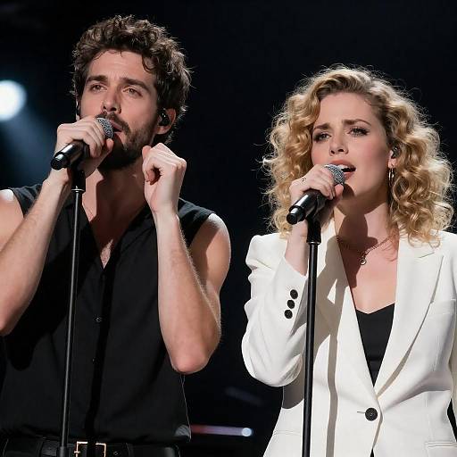 Dynamic Onstage Duo in Intense Performance