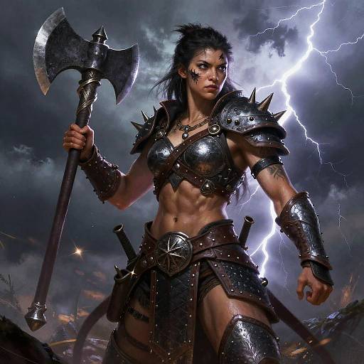 Orc Girl Warrior in Battle Pose