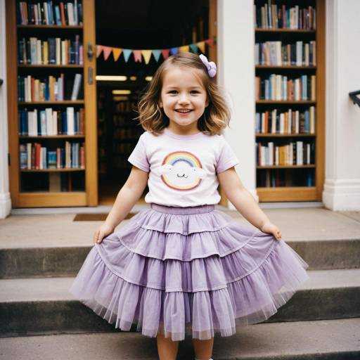Smiling Toddler Girl in Lavender Tulle Skirt