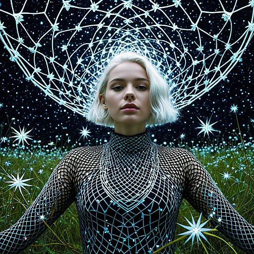 Platinum-Haired Woman's Psychedelic Fractal Ego-Death