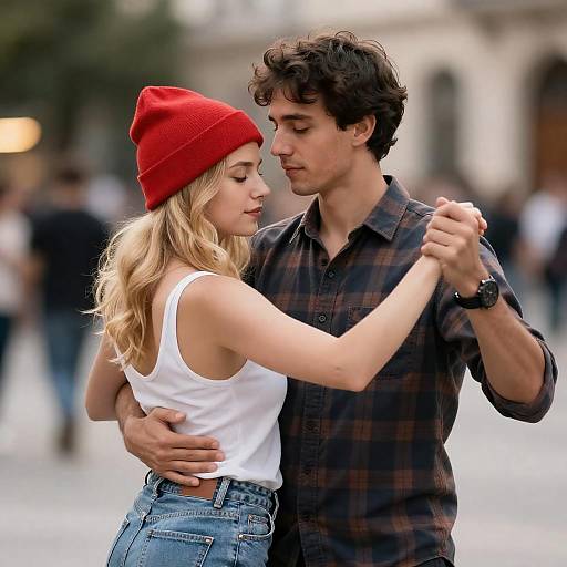 Outdoor Couple Embrace in Bokeh