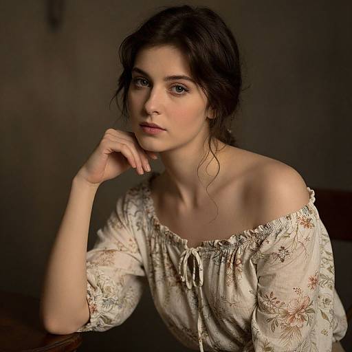 Vintage-inspired Contemplative Woman Portrait