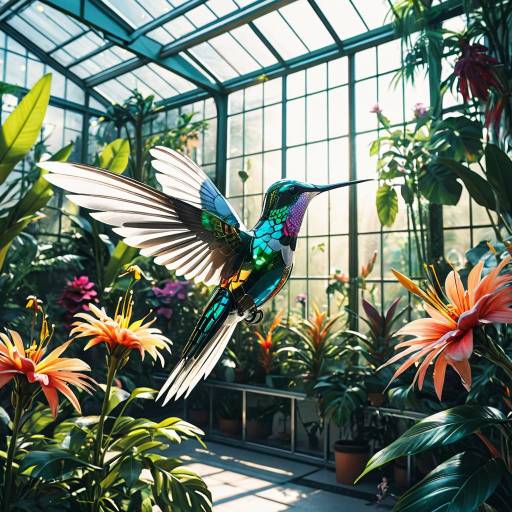 Robotic Hummingbird in Greenhouse Robotic Hummingbird in Greenhouse