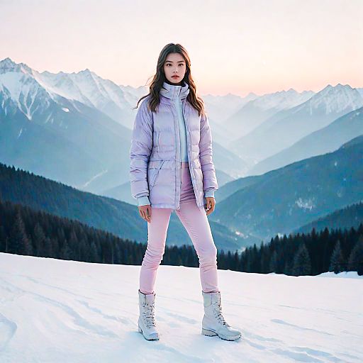 Cinematic Fashion Shot in Winter Alps