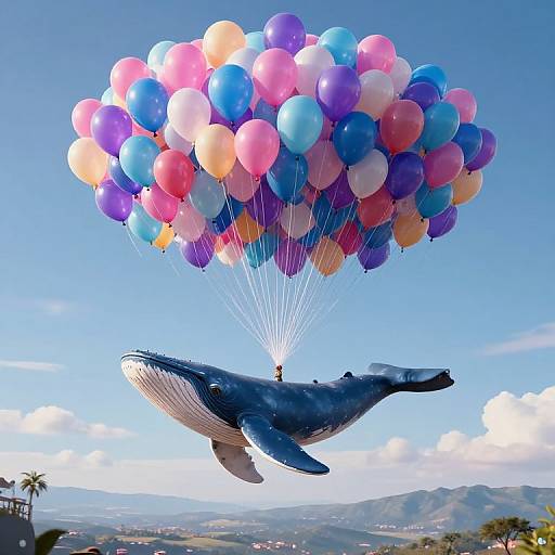 Surreal Reverse Gravity Balloon Scene