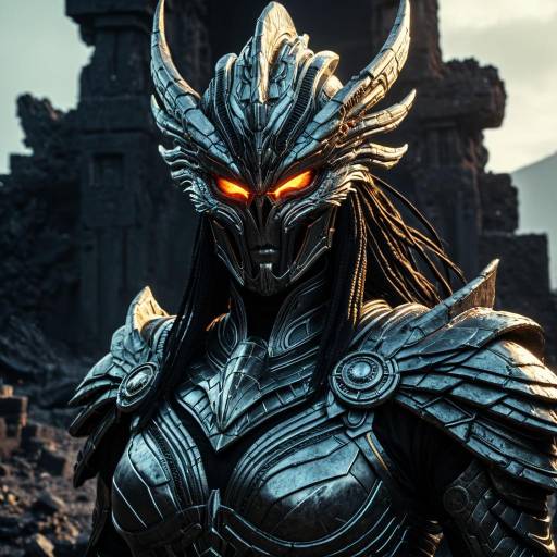 Epic Phoenix Warrior in Volcanic Ruins