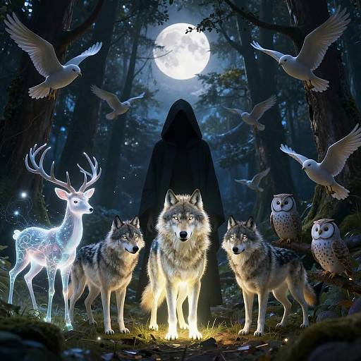 Hooded Figure in Enchanted Woods