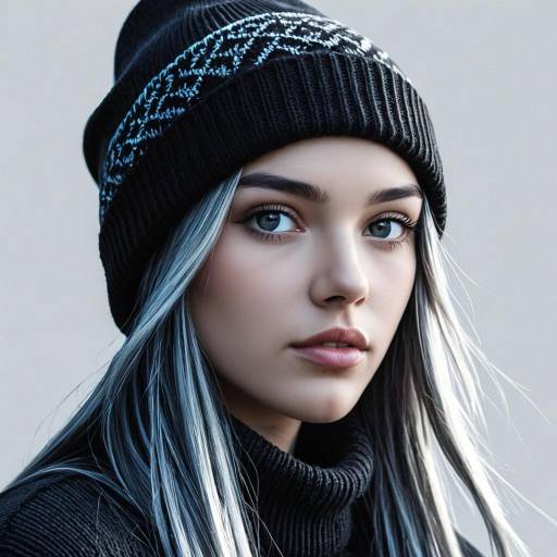 Stylized Anime Portrait with Ice-Blue Eyes