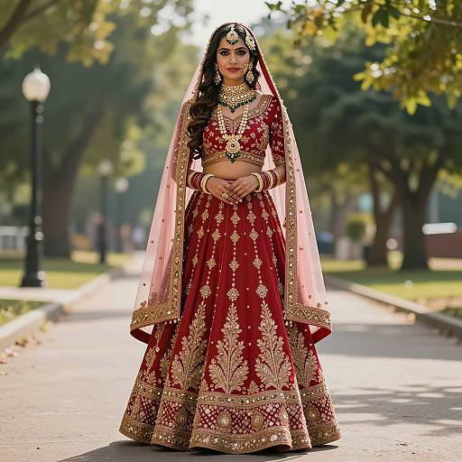 Elegantly Dressed Indian Bride in Nature