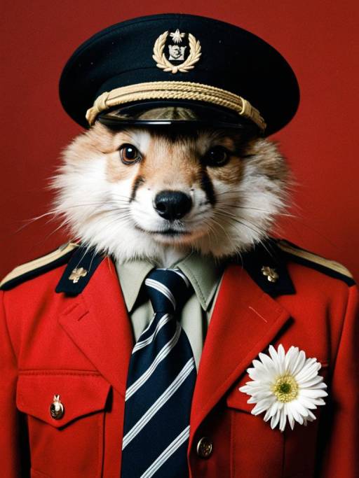Furry Soldier in Vibrant Floral Uniform