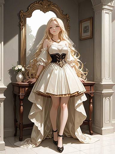 Bohemian Chic Woman in Strapless Dress