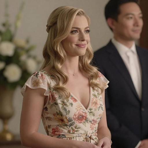 Soft Portrait: Blonde Woman in Floral Dress