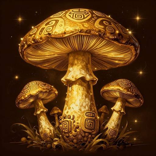 Aztec Ceremonial Mushroom Art