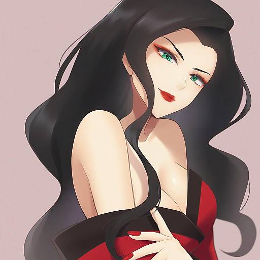 Illustration of Asami sato, avatar legends in the style of Kagachi saku