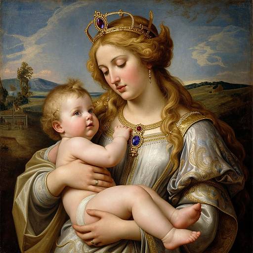 Classical Regal Woman with Infant