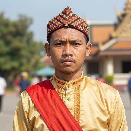 Portrait of Man in Traditional Cambodian Costume