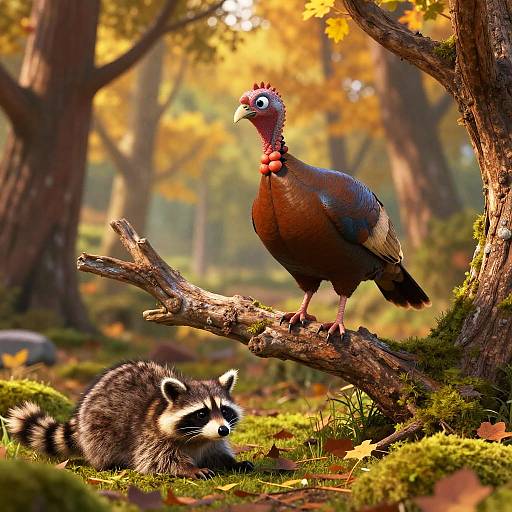 3D Rusty Wild Turkey in Autumn