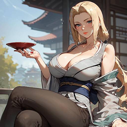 Drunken Tsunade in a Scenic Setting