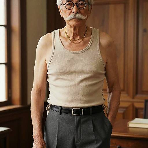Elderly Man in Chic Casual Portrait