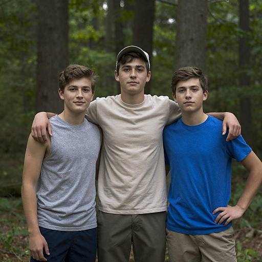 Teenage Friends in a Forest Setting