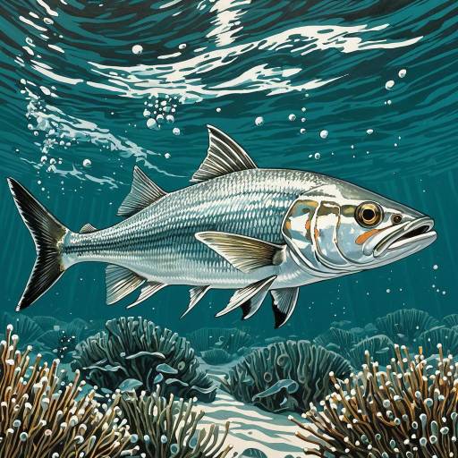 Illustrated Bonefish Underwater