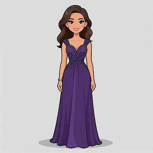 Elegant Woman in Purple Evening Gown