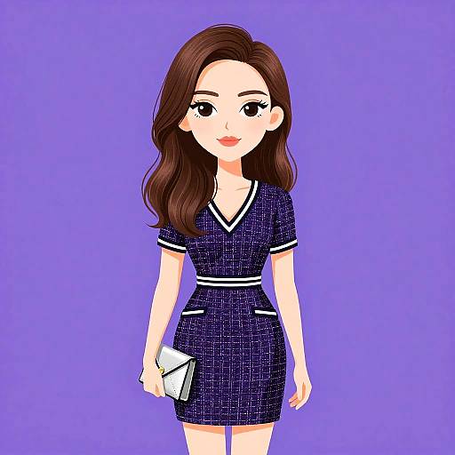 Preppy Woman in Tweed Mini Dress