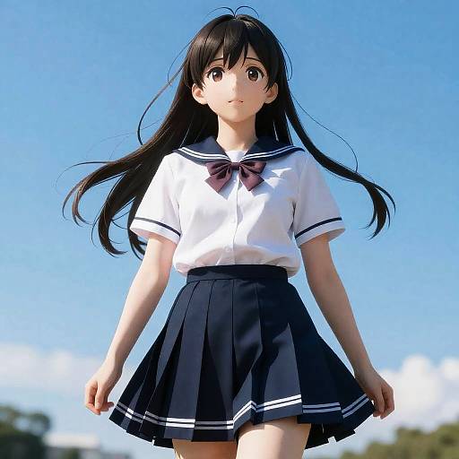 Koharu in Serafuku Under Blue Sky