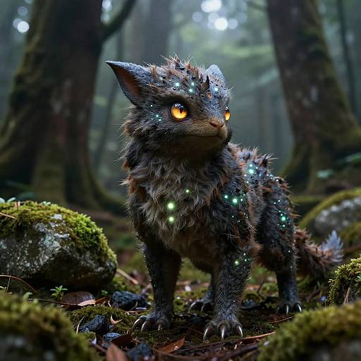Bioluminescent Podog in Misty Forest